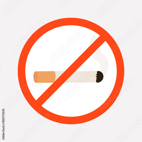 No smoking ban sign. Caution, restriction, warning, notice concepts. Flat vector design isolated illustration.