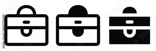 Webbriefcase icons in black and white,suitcase briefcase icon symbol vector design simple outline and black filled color flat illustration sets,Briefcase icon set. Vector illustration.