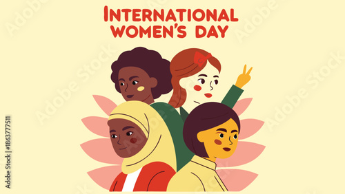 International women s day celebration with diverse group of women