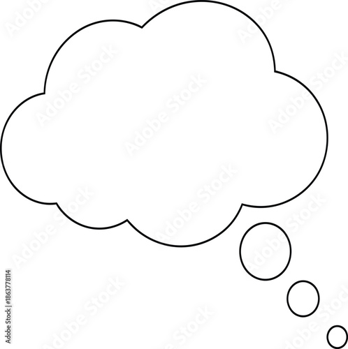 Conceptual white thought bubble design element, perfect for displaying ideas, speech, or internal monologue content