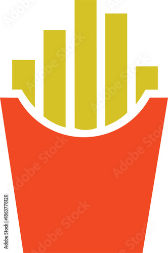 French Fries Fast Food Snack Icon Vector on Transparent Background.