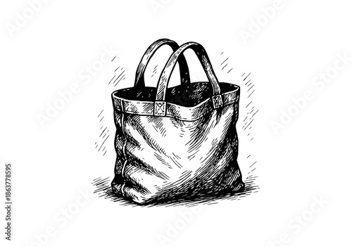 Cloth shopping bag hand drawn simple sketch vector illustration