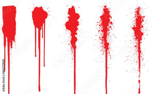 Dynamic Red Paint and Blood Splatters Collection for Abstract Grunge Graphic Design Projects