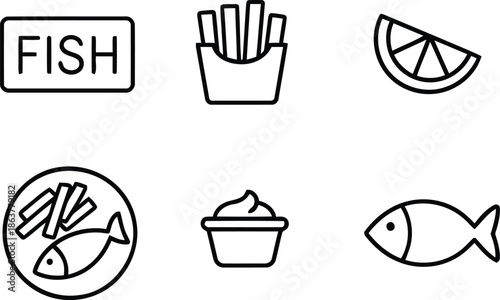 Fish and chips icon set