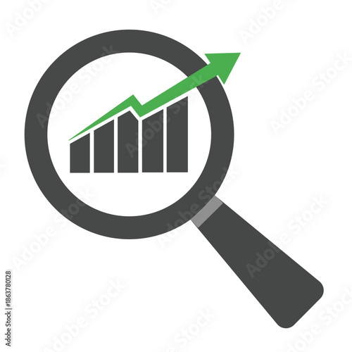 Business Growth Chart and Magnifyin Glass