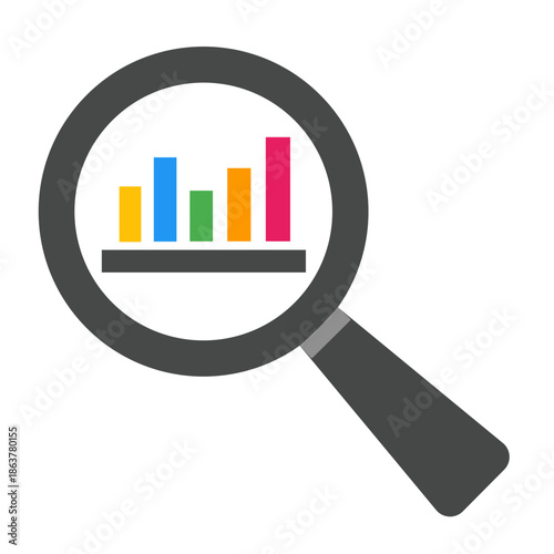financial growth concept with data charts and Magnifyin Glass