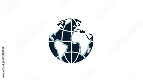 A 3d illustration of a football soccer ball designed as a global world map sphere featuring blue oceans and continents like America, Europe, and Asia across the planet earth