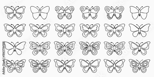 A collection of intricately designed butterflies in a repeating pattern