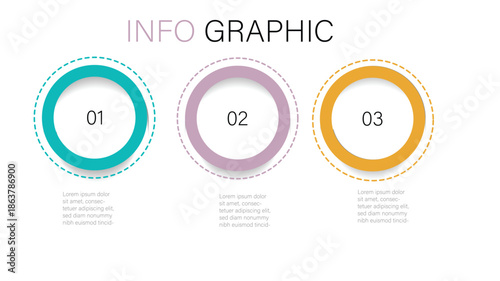 Business infographic thin line process with circle template design with icons and 3 options or steps. Business circle template with options for brochure, diagram, workflow, timeline, web design.   