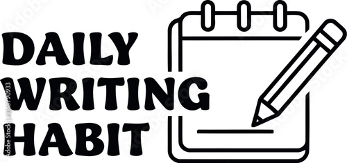 Daily Writing Habit Icon with Notebook and Pencil for Productivity and Motivation Concepts