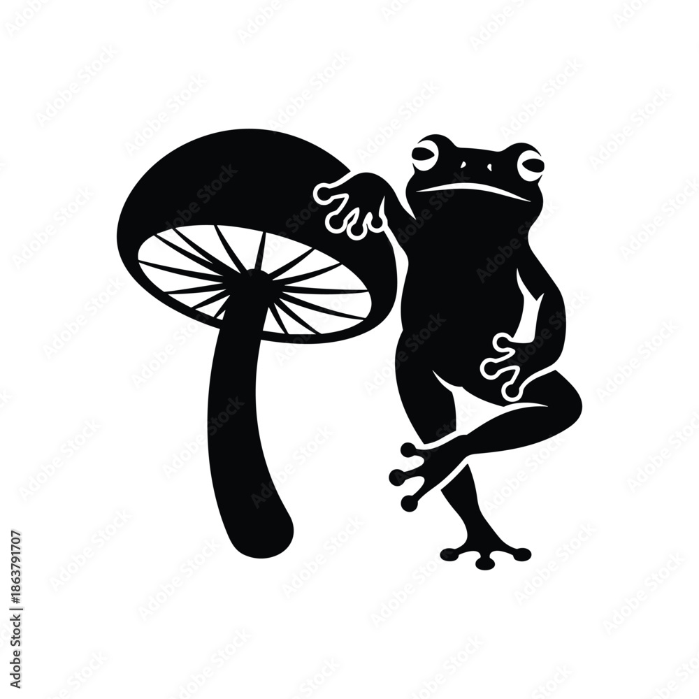Obraz premium Frog holding umbrella isolated on white background, Vector, illustration
