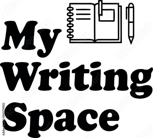 My Writing Space Logo with Notebook and Pen Icon for Writers, Bloggers, Authors, and Journaling