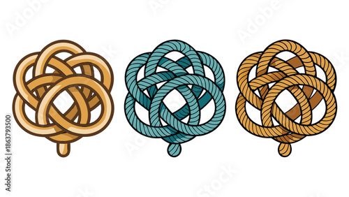 A collection of vector rope knots showcasing different types and techniques for tying.eps