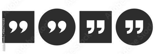 Quote mark in . Quotation symbol. Remark sign in Quote mark on transparent background. Quoted sign . Vector Illustration. Quote mark line vector icon set. Quotations, Set of quote mark.