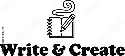 Creative Writing Logo with Notebook and Pencil for Authors, Bloggers, and Content Creators