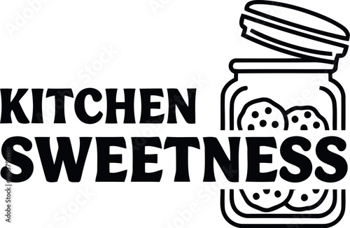 Kitchen Sweetness Logo with Cookie Jar Illustration for Bakery, Dessert Shop, or Homemade Goods Branding