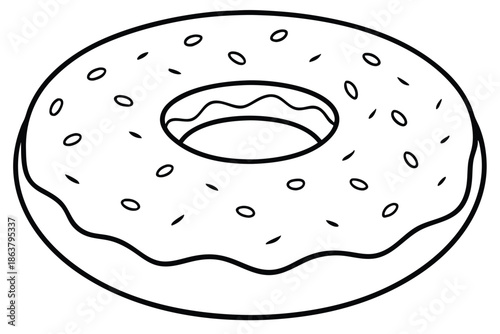 donut silhouette line art vector illustration