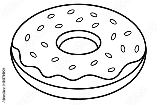 donut silhouette line art vector illustration