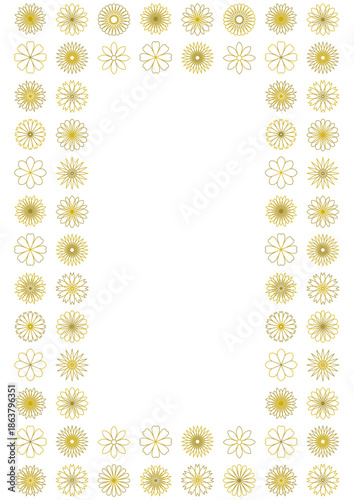 金色の花モチーフ幾何学模様フレーム(縦型)