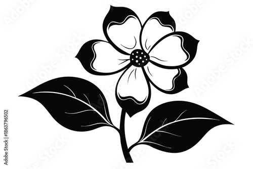 dogwood flower silhouette line art vector illustration