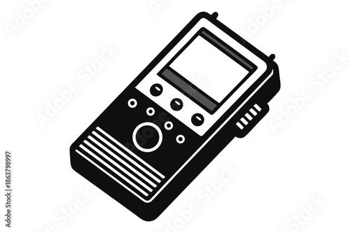 digital voice recorder silhouette line art vector illustration