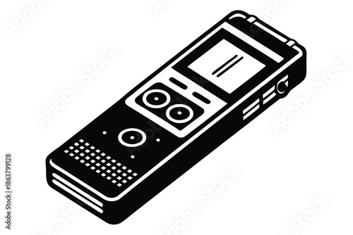 digital voice recorder silhouette line art vector illustration