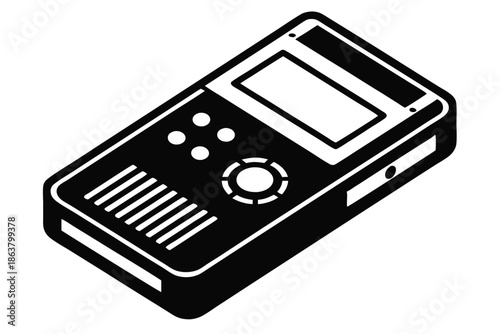 digital voice recorder silhouette line art vector illustration