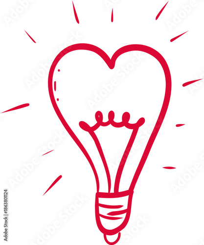 Sketch whimsical Red heart Doodle Crayon drawing. Romantic love line border, frame.