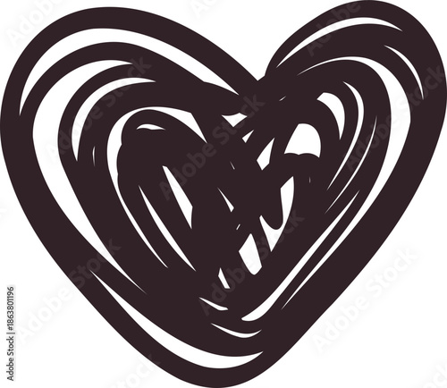 Sketch whimsical heart Doodle Crayon drawing. Romantic love line border, frame.