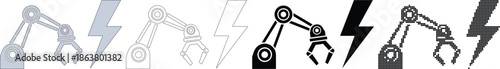 Robot Arm and Lightning Bolt in Multiple Styles and Colors technology industry