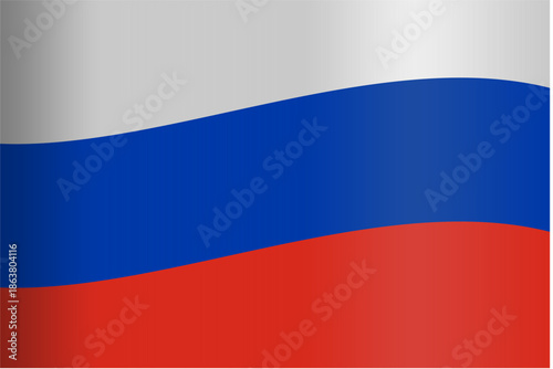Elegant Wavy Russian Flag Vector Illustration with Smooth Gradients, representing National Pride, Perfect for Modern Backgrounds, Banners, and Diplomatic or Sporting Event Designs.