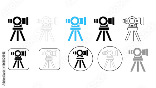 Collection of telescope icons on a white background