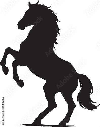 Rearing horse silhouette black vector illustration wild equine logo design

