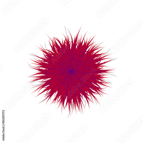Abstract red spiky shape isolated on white background