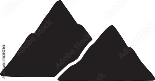 Minimalist mountain peaks silhouette, black and white vector illustration



