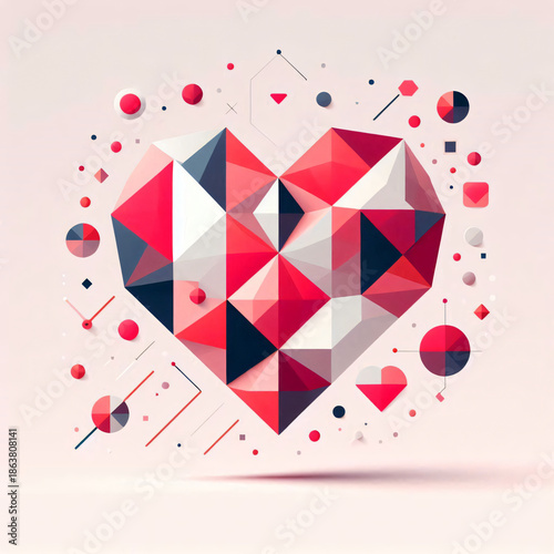 Geometric Heart on Pink Background