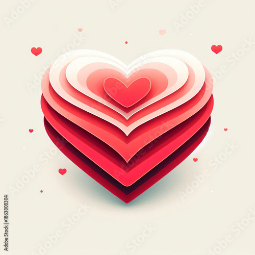 Stacked Hearts on White Background