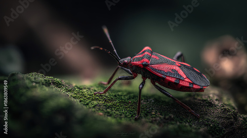 Wallpaper Mural Red Black Insect Walking On Moss Torontodigital.ca