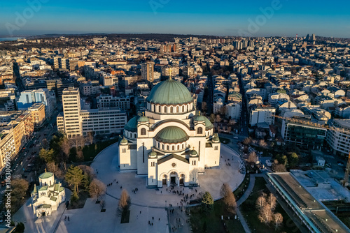 Canvastavla Belgrade, Serbia - January 01, 2026: Stunning Drone Footage of Saint Sava Temple in Serbia's Capital
