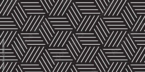 Abstract black minimal grid square line hexagons seamless hexagon polygonal pattern background vector. seamless bright white abstract honeycomb background.