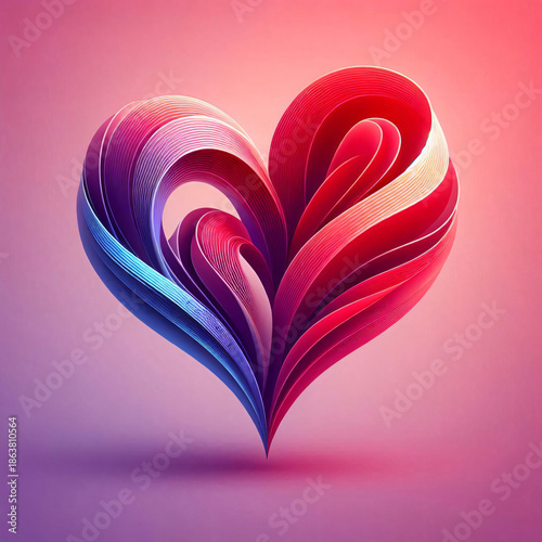 Colorful Paper Heart on Pink Background