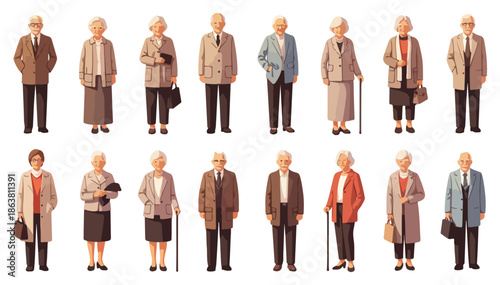 Collection of Elderly People Standing Together.