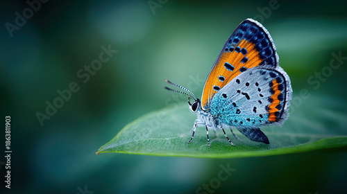 Wallpaper Mural Colorful Butterfly Resting On Green Leaf Torontodigital.ca