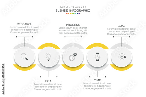 Business road map timeline infographic concept. with icons and 5, 7 options, Corporate milestones graphic elements. workflow layout, diagram, report, web design. Creative, vector	