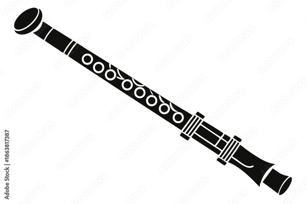 Naklejka premium flute silhouette line art vector illustration