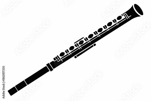 flute silhouette line art vector illustration