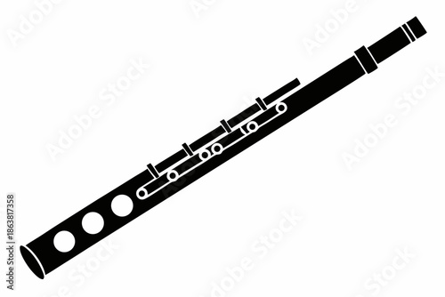 flute silhouette line art vector illustration