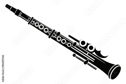 flute silhouette line art vector illustration