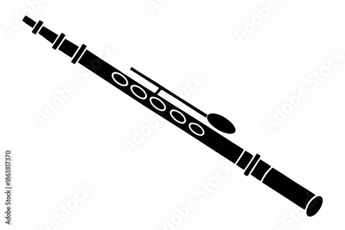 flute silhouette line art vector illustration