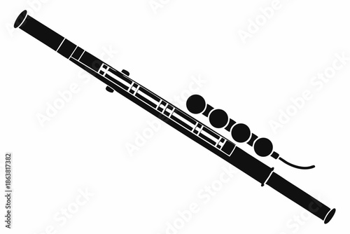 flute silhouette line art vector illustration